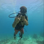 beginner diver in Cancun